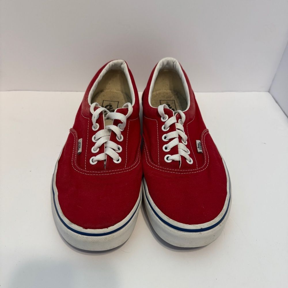 Vans Red Canvas Checkerboard Heel Sneakers Size 10 Men / 11.5 Women - Picture 2 of 16